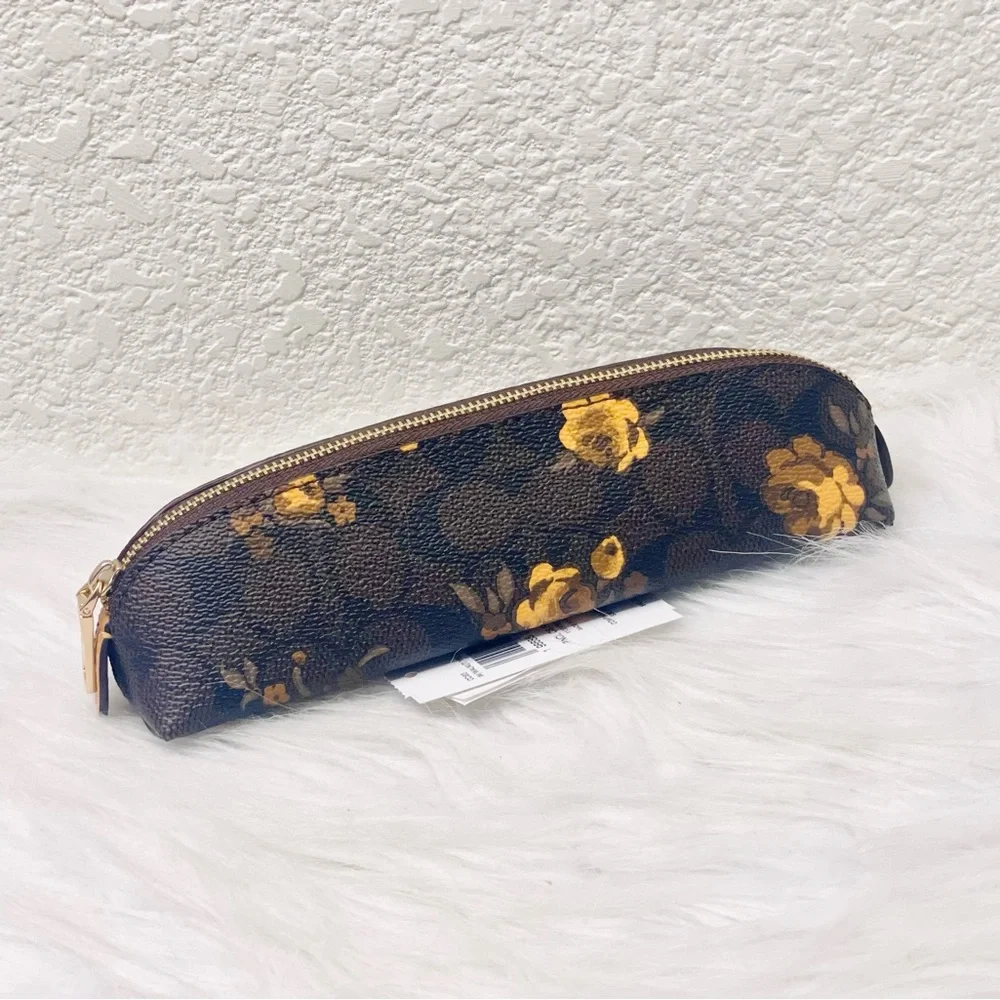 Coach Pencil Case In Signature Canvas With Floral Print CCI83 NWT